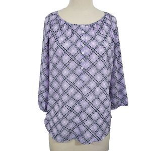 Croft & Barrow Shirt Top Popover Womens Size Medium Lightweight Flowy Purple